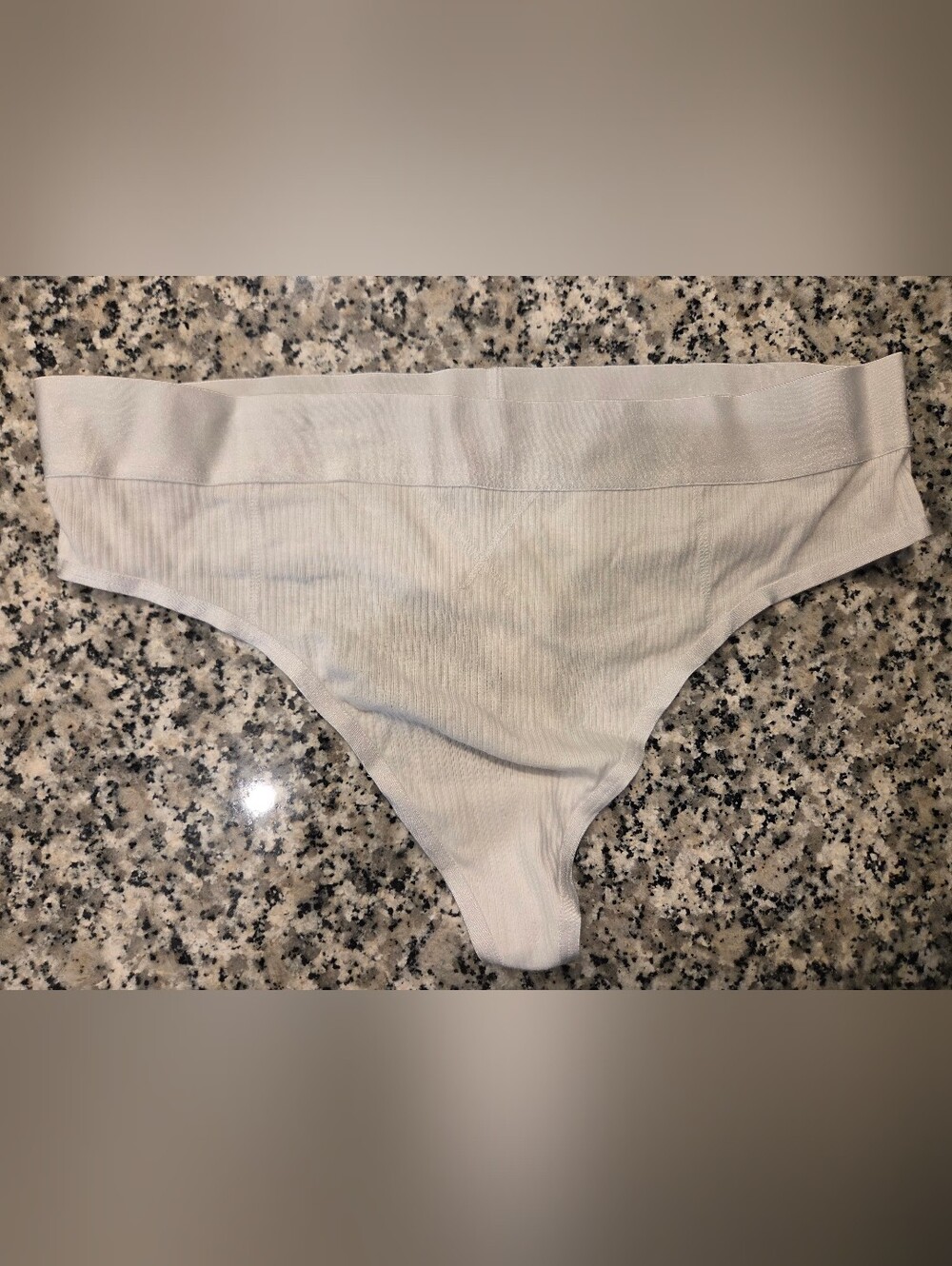 aerie Ribbed Seamless Thong - White